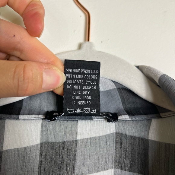 About A Girl Plaid Sheer Button-Up Shirt Small | Fall Grunge Soft Goth Y2K - Picture 8 of 10